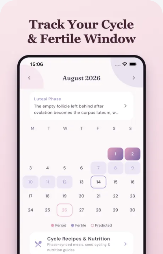 Bloom cycle tracker — all data stays encrypted on-device, with nothing sent to a server