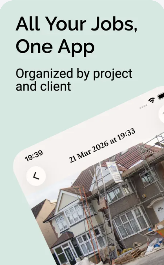 BuildAudit project list organized by client and address, panel one