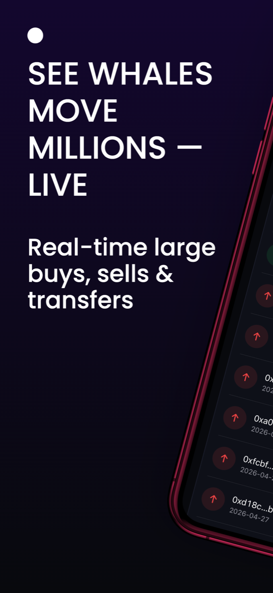 OnChain crypto whale tracker showing real-time large buys, sells and transfers, panel one